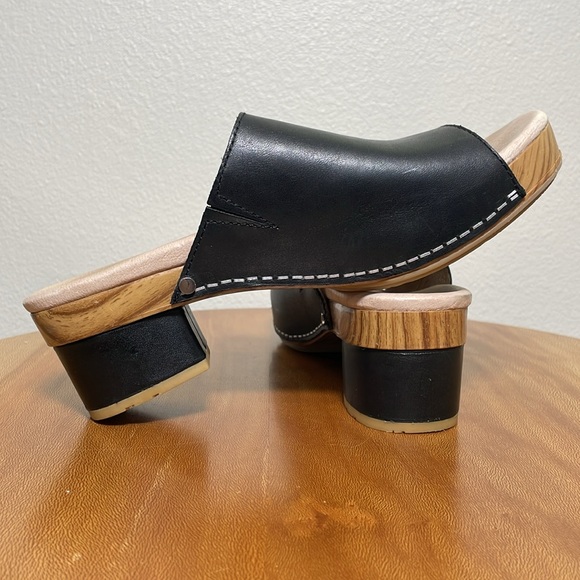 Dansko Maci Leather Slip On Clog Platform Sandals Black & Tan Size 37 (US 6.5-7) - Picture 5 of 16